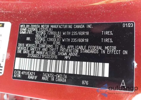 2023 Lexus Nx 350 Premium z USA, uszkodzony, nr VIN 2T2GGCEZ1PC023916